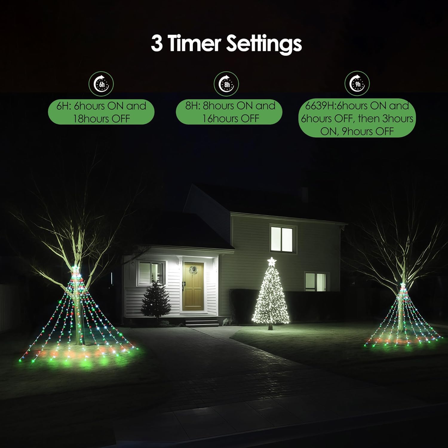WBao Christmas Lights Gift for Mom and Homeowners, Premium 344 LED Waterfall Star Topper with Remote in 9 Colors for Holiday Housewarming Present