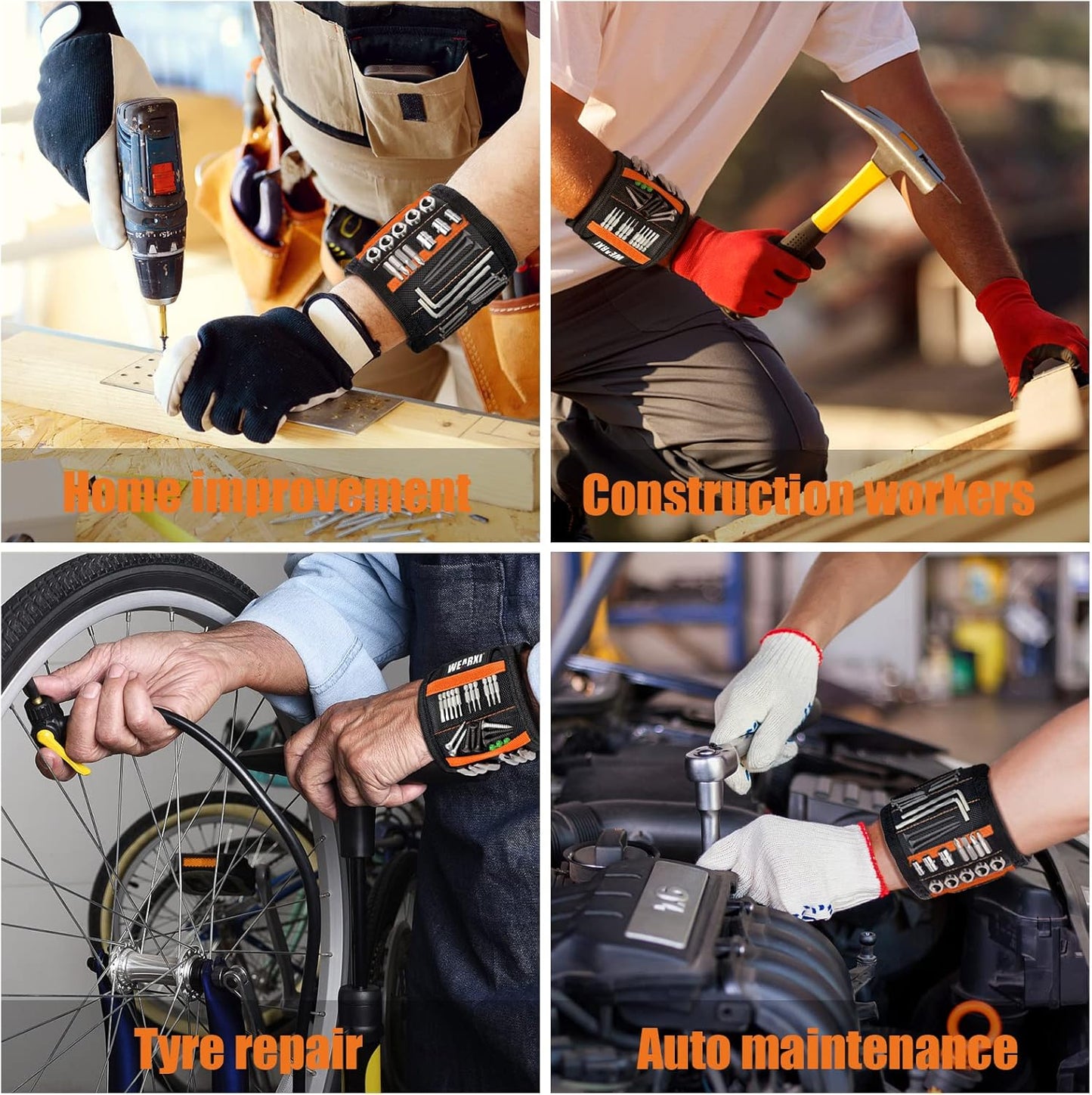 WEARXI Magnetic Wristband Tool – Safer Ladder Work Accessory, Reduces Dropped Screws and Falls for Roofers and Tradesmen