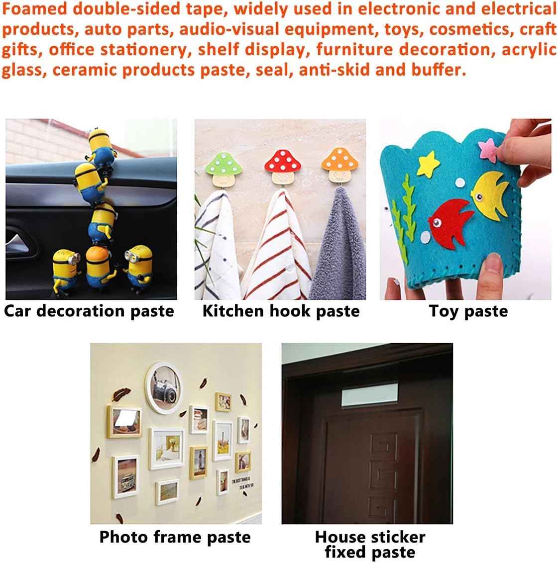 ToLanbbt Double Sided Foam Tape – Home Office Mounting Tape for Whiteboards, Cork Boards, and Focus Zone Setup