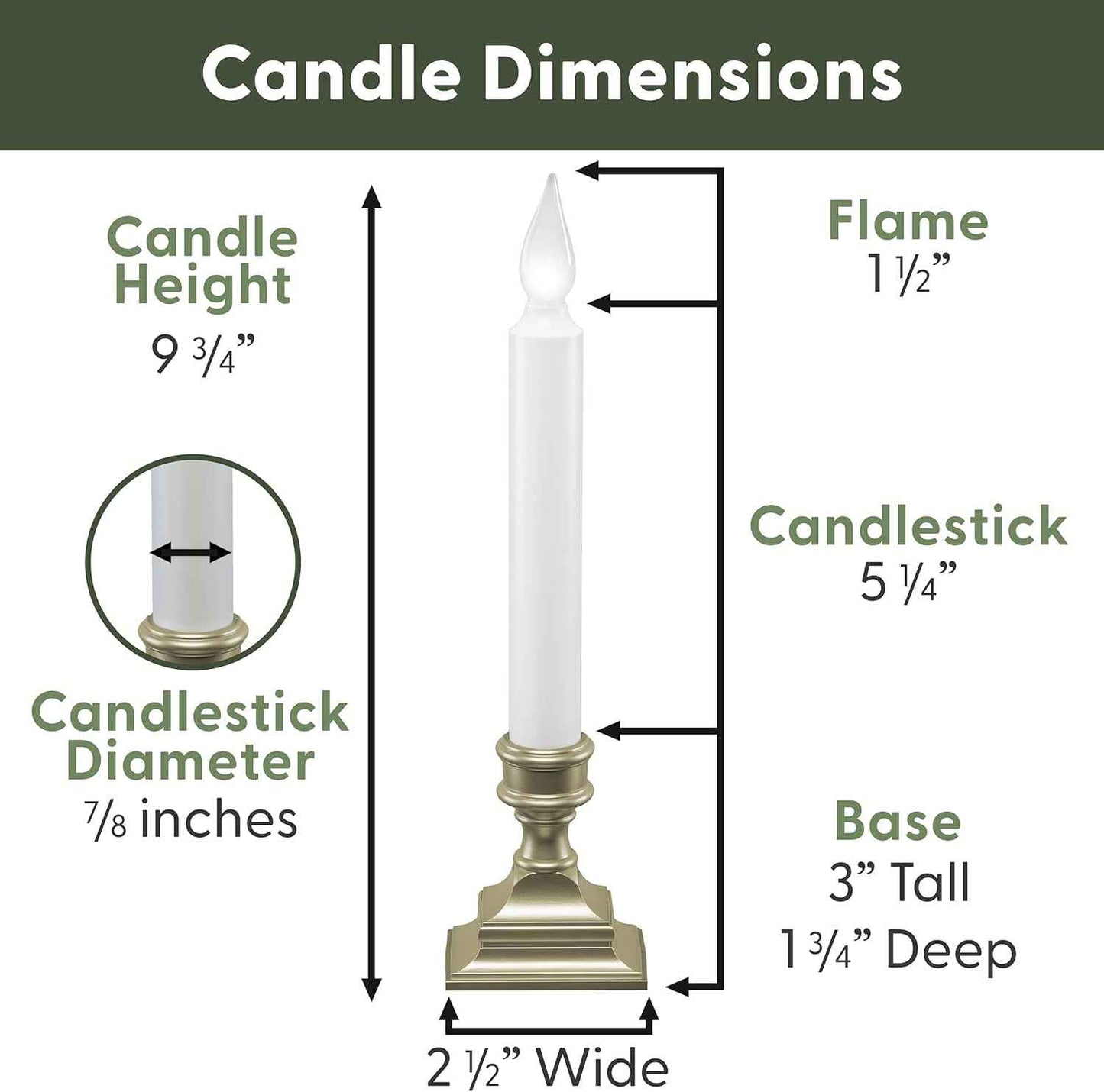 612 Vermont Battery Operated Window Candle with Timer – Shatterproof Bulb Safe for Nursery and Curtains