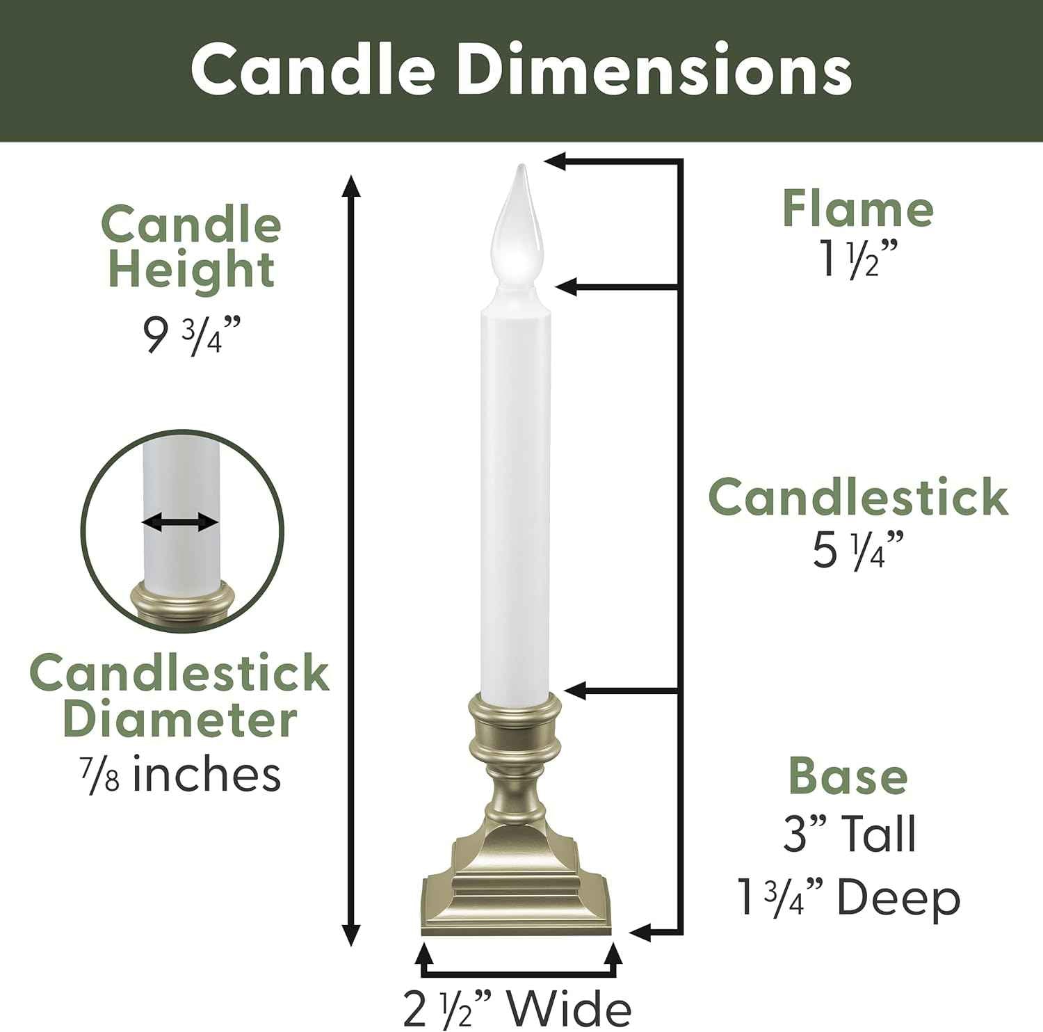 612 Vermont Battery Operated Window Candle with Timer – Shatterproof Bulb Safe for Nursery and Curtains