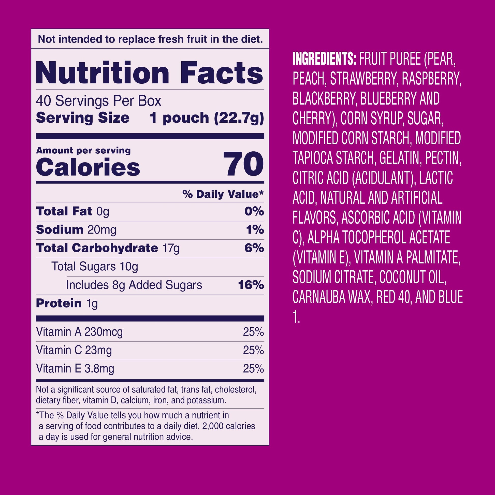 Welch's Fruit Snacks Mixed Fruit – Better-for-You Vitamin Fortified Snack, Bulk 40-Pack of 0.8 oz Real Fruit Bags