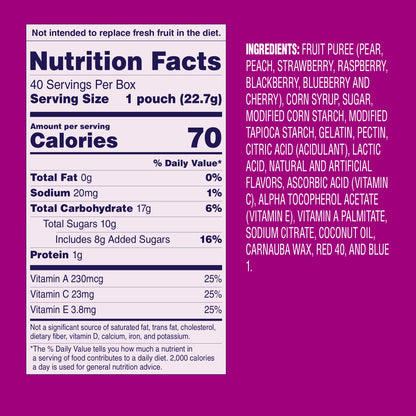 Welch's Fruit Snacks Mixed Fruit – Better-for-You Vitamin Fortified Snack, Bulk 40-Pack of 0.8 oz Real Fruit Bags