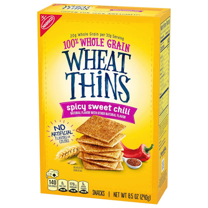 Wheat Thins Spicy Sweet Chili Crackers – Travel-Friendly Spicy-Sweet Crunch for Road Trip Coolers and Camping Trips, 8.5 oz