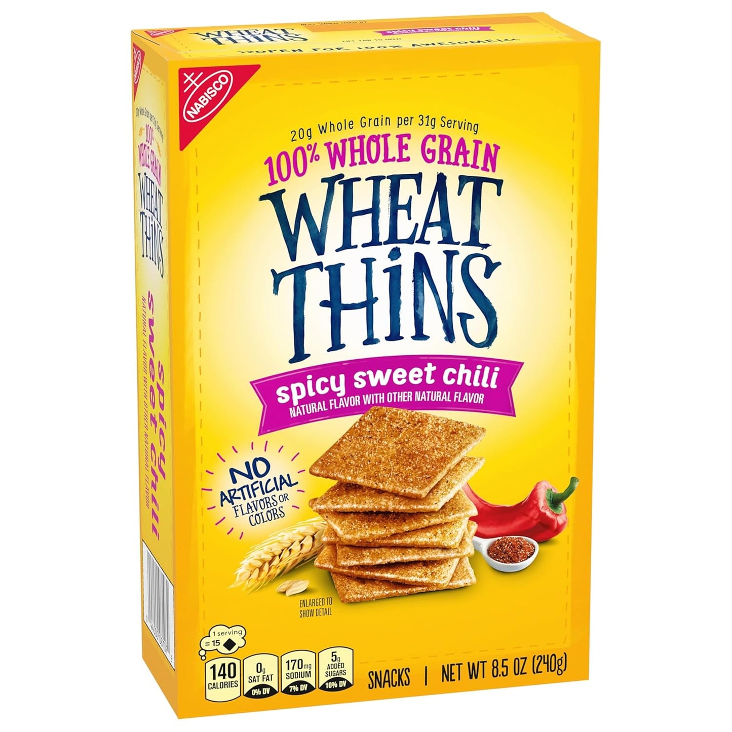 Wheat Thins Spicy Sweet Chili Crackers – Travel-Friendly Spicy-Sweet Crunch for Road Trip Coolers and Camping Trips, 8.5 oz