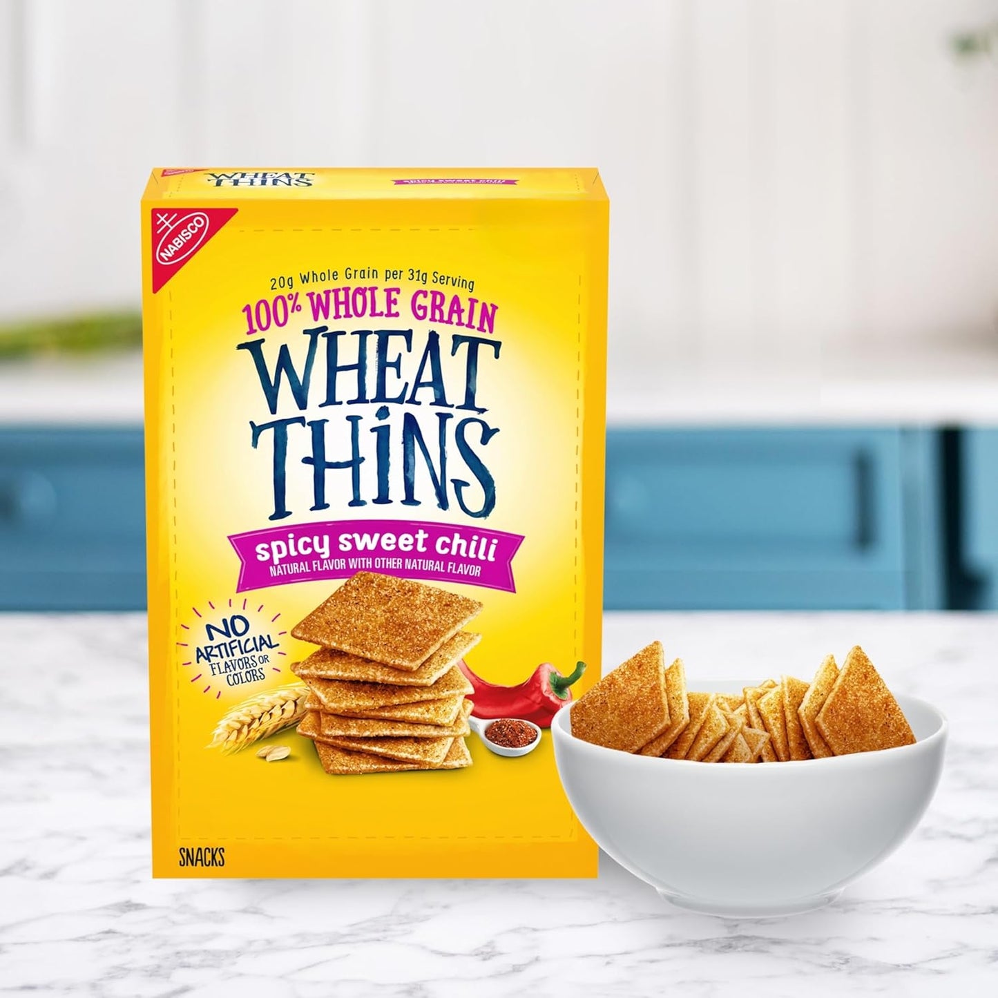Wheat Thins Spicy Sweet Chili Crackers – Travel-Friendly Spicy-Sweet Crunch for Road Trip Coolers and Camping Trips, 8.5 oz