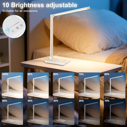 White crown Aluminum LED Desk Lamp – Clean, Modern Task Light for Intentional Home Offices and Uncluttered Desks