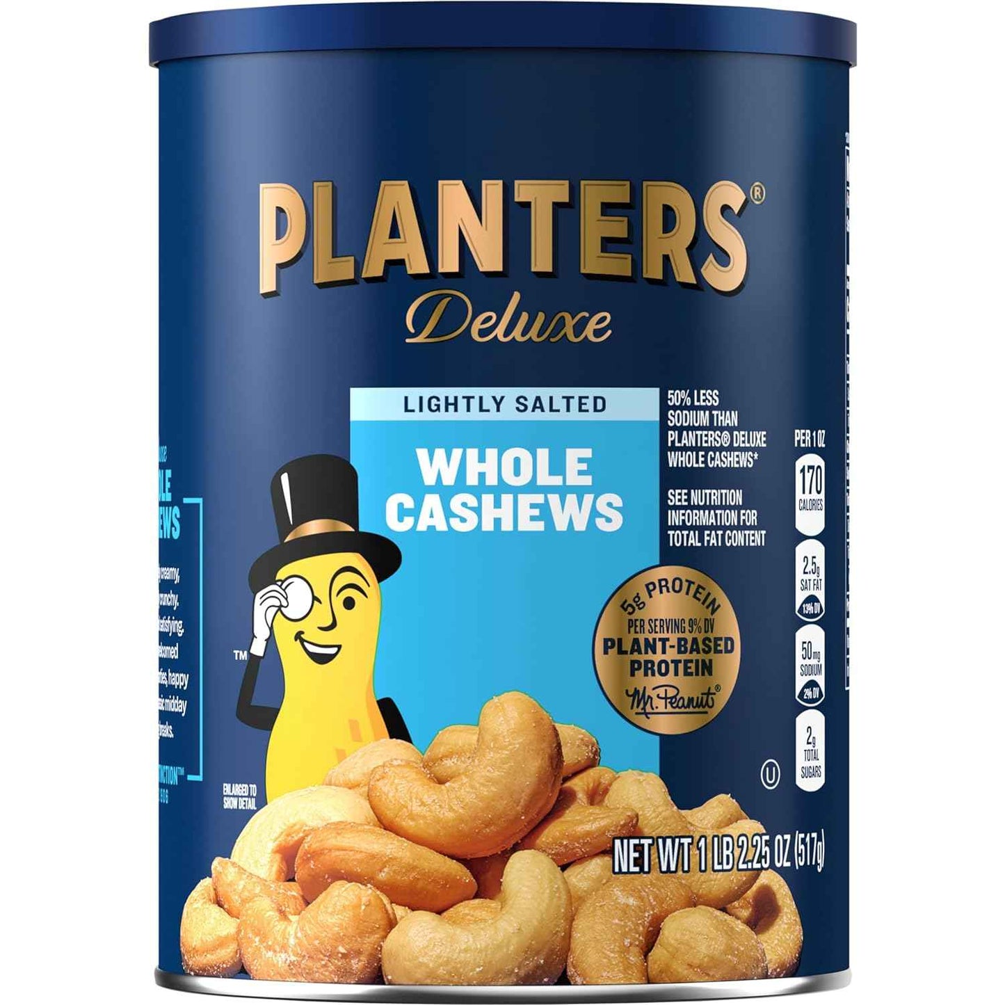 PLANTERS Whole Cashews with Sea Salt – Kosher Pantry Staple for Health-Conscious Adults, No Cholesterol