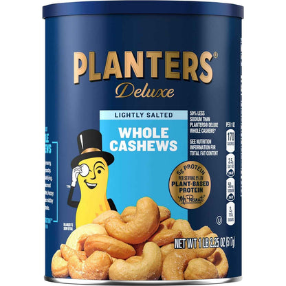 PLANTERS Whole Cashews with Sea Salt – Kosher Pantry Staple for Health-Conscious Adults, No Cholesterol