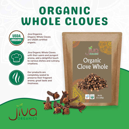 Jiva Organic Whole Cloves – Mindful Kitchen Spice for Bedtime Tea Rituals, 3.5 oz Resealable Pouch