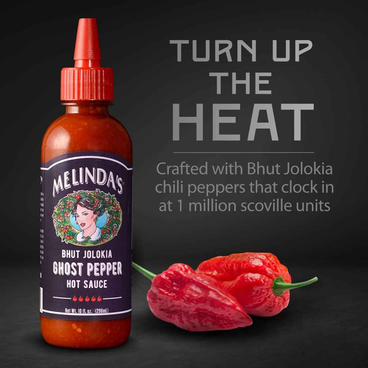 Melinda's Ghost Pepper Hot Sauce - Premium Gourmet Condiment for Elevated Home Dining, Crafted with Bhut Jolokia and Habanero, 10oz