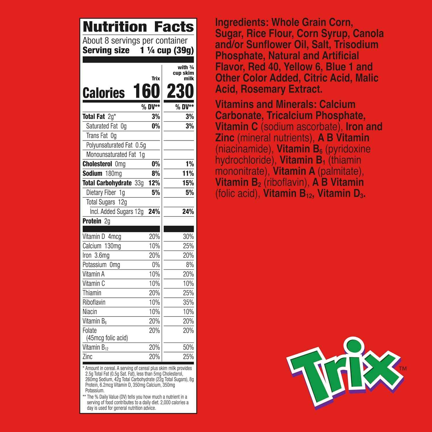 Trix Fruity Cereal for Kids – Colorful Fruit-Shaped Breakfast for Children Ages 3-12, 16.1 oz