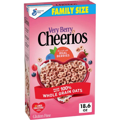 Very Berry Cheerios Gluten Free Cereal 18.6 oz Family Size – Quick Focus Snack for the Home Office and Work Desk