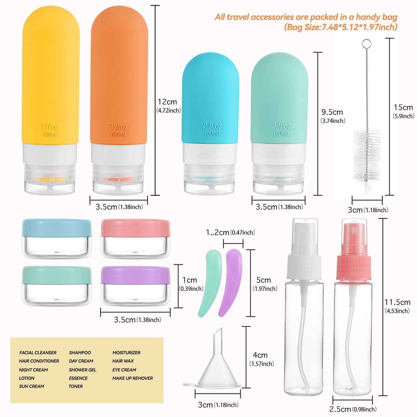 TrailHive Travel Bottles Kit - Birthday Gift for Mom, Stylish Leak Proof Toiletry Set in 9 Colors