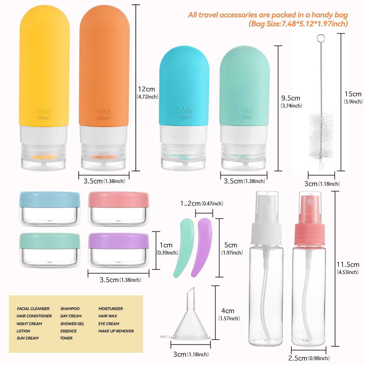 TrailHive Travel Bottles Kit - Birthday Gift for Mom, Stylish Leak Proof Toiletry Set in 9 Colors