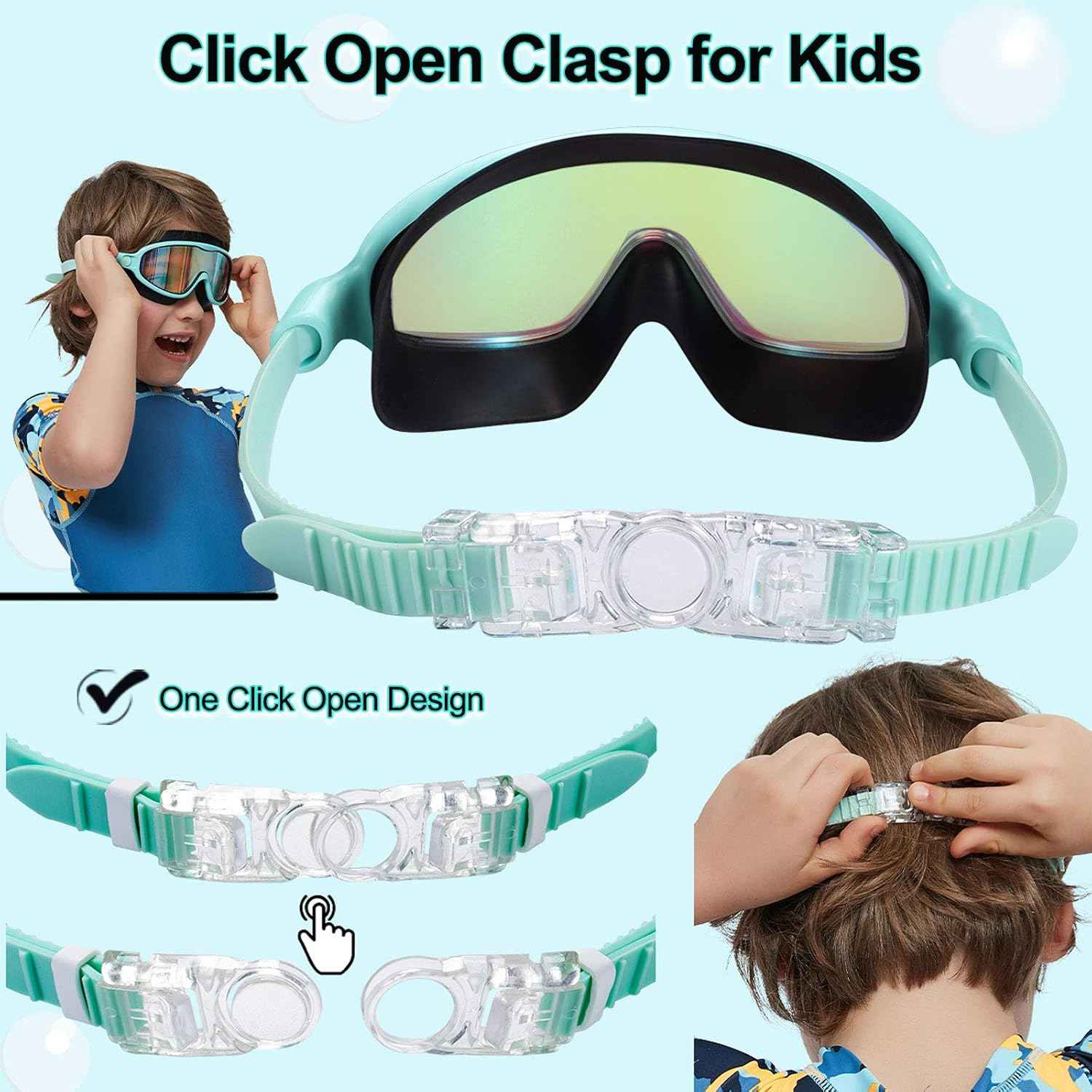 Seago Swim Goggles 2 Pack – UV400 Anti-Fog Kids Swimming Goggles with Wide View Lenses, Eye Protection for Pool and Beach