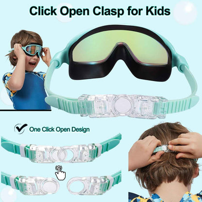 Seago Swim Goggles 2 Pack – UV400 Anti-Fog Kids Swimming Goggles with Wide View Lenses, Eye Protection for Pool and Beach