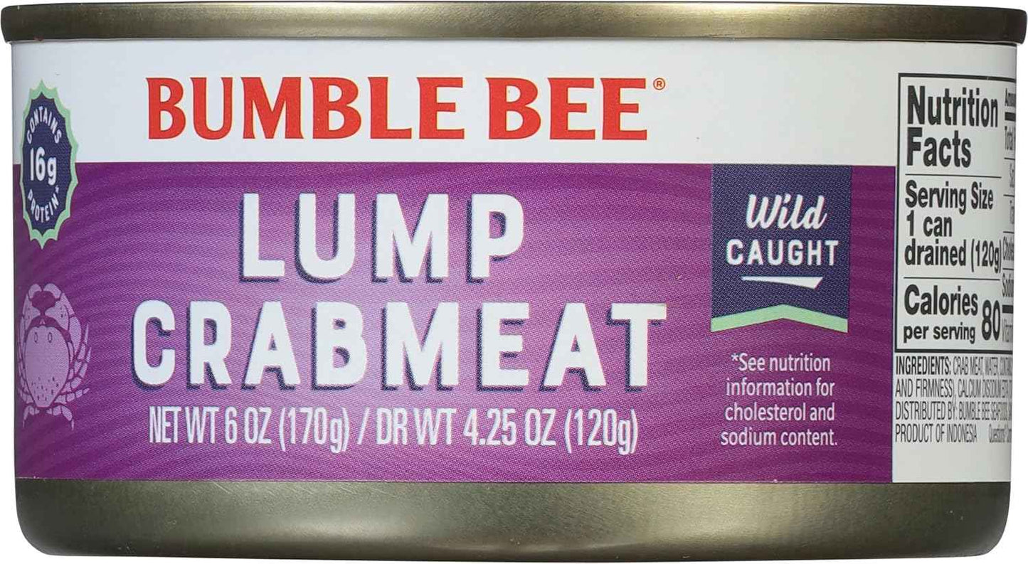 Bumble Bee Lump Crab Meat – Fast Weeknight Dinner Solution, Ready-to-Drain Lump Meat for Parents