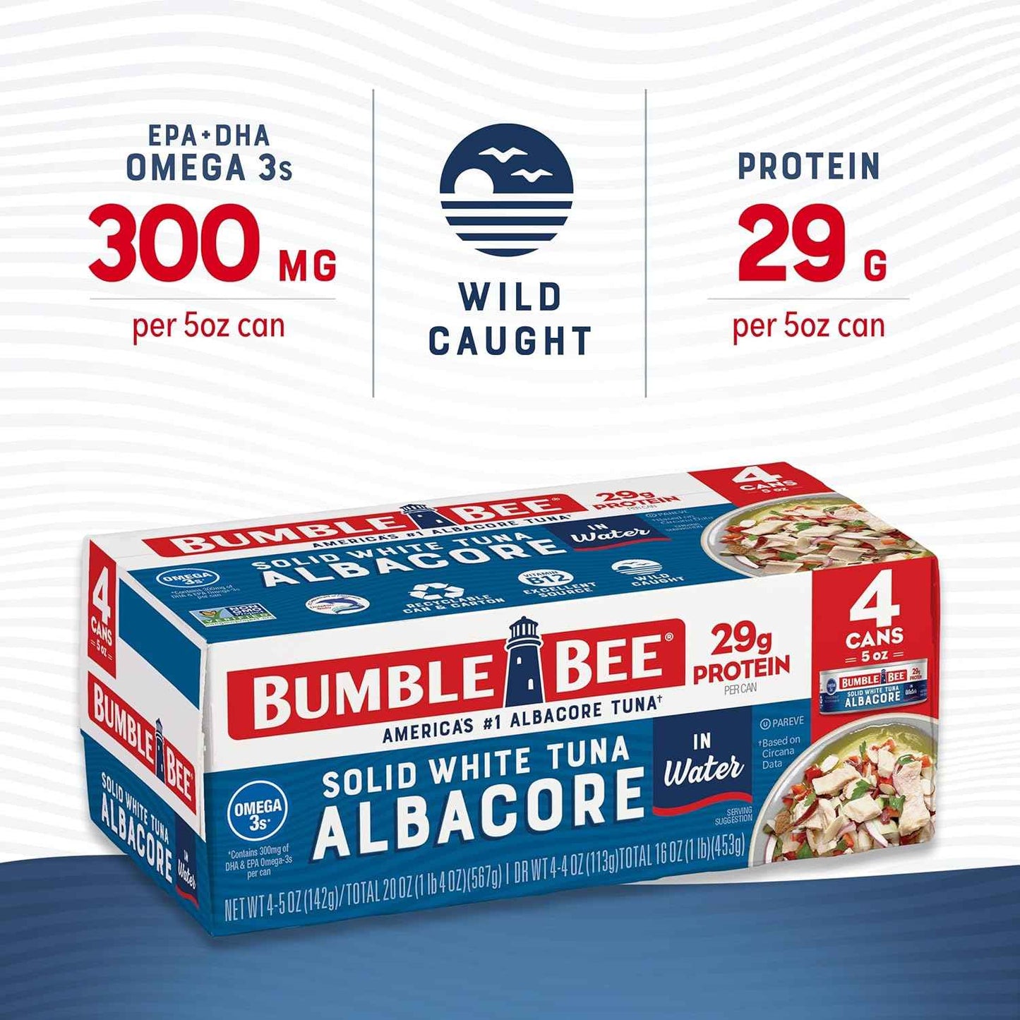 Bumble Bee Wild Caught Tuna 5 oz Cans – Kid Safe Pantry Staple for Tuna Pasta and Wraps, 24 Pack