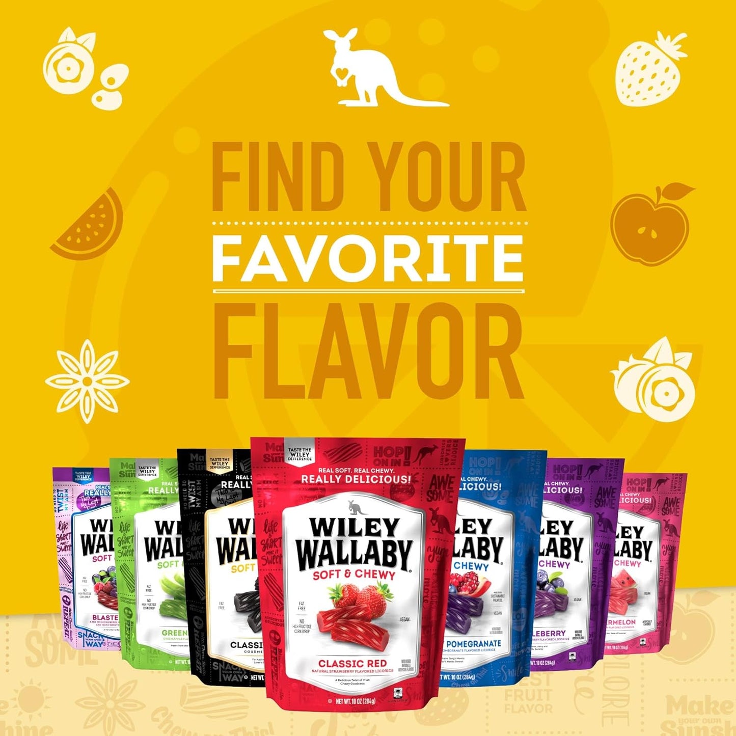 Wiley Wallaby Licorice – After-School Snack Pantry Soft Chewy Lemonade Candy for Children