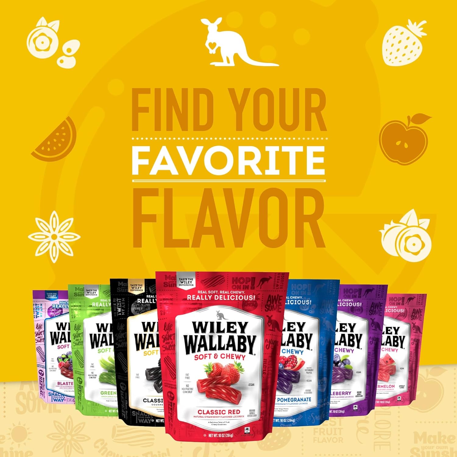 Wiley Wallaby Licorice – After-School Snack Pantry Soft Chewy Lemonade Candy for Children