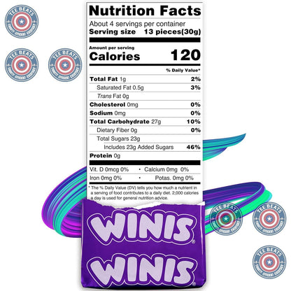 Winis Assorted Chewy Taffy Bag – Soft Individually Wrapped Candy Safe for Nursery Playdates and Toddler Snack Bowls, 50 Piece Variety