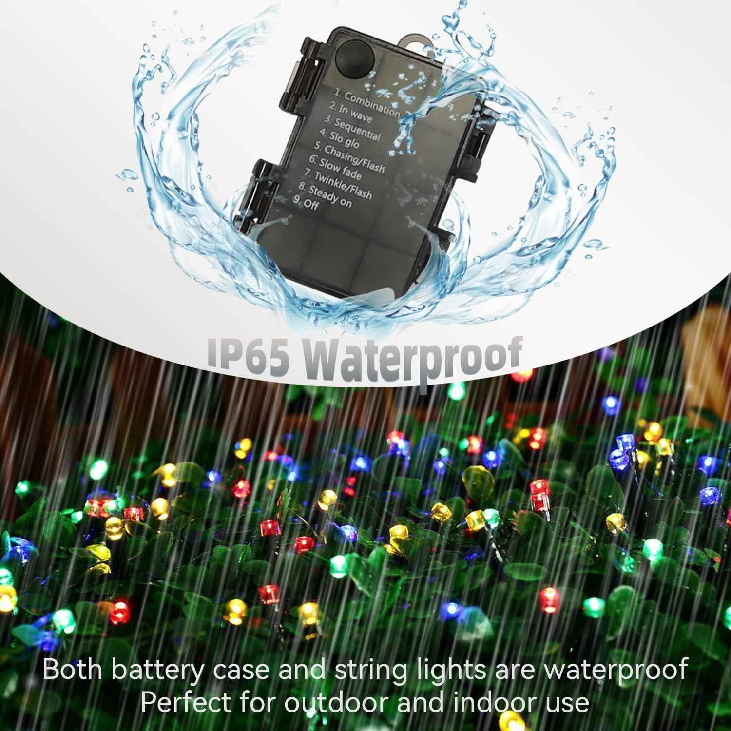 LUMIRESCO 33Ft 100 LED Battery Operated String Lights – Charming Housewarming Gift and Holiday Present, IP65 Waterproof with Remote and 8 Modes