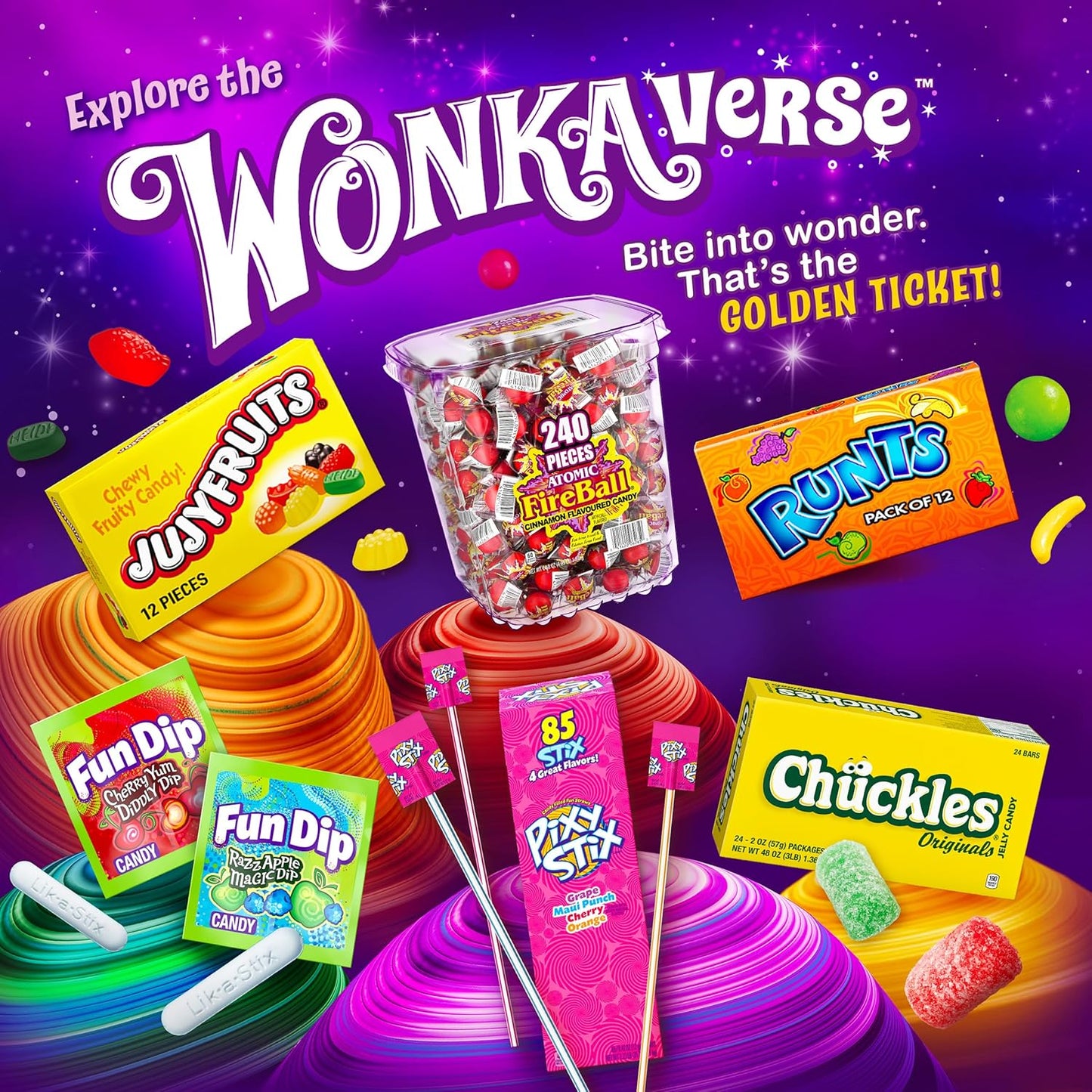 Wonka Jujyfruits Classic Five Flavor Gummy Candy, 12oz Resealable Birthday Gift Bag for Her, Him, and Hosts