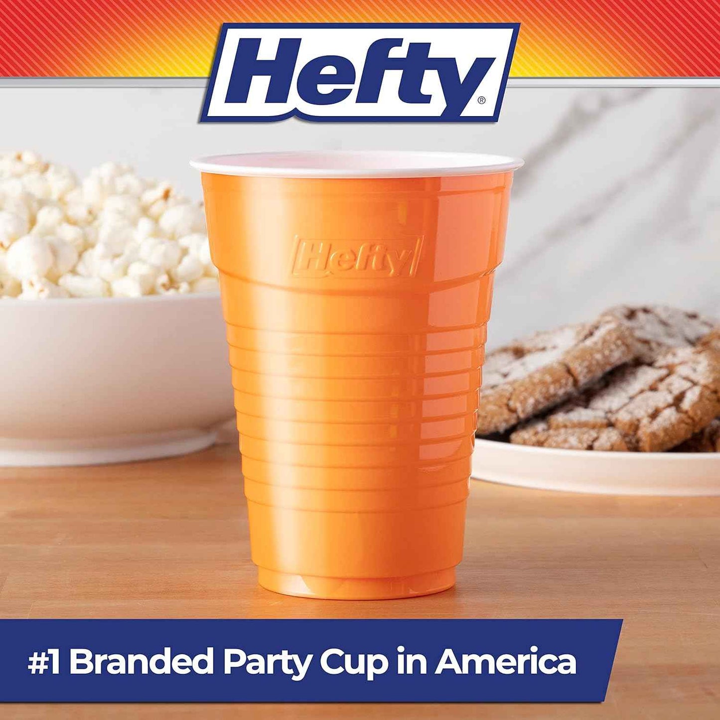 Hefty Party On Disposable Cups – Decorative Fourth of July Entertaining Serveware with Bright Patriotic Color Palette, 76 Pieces