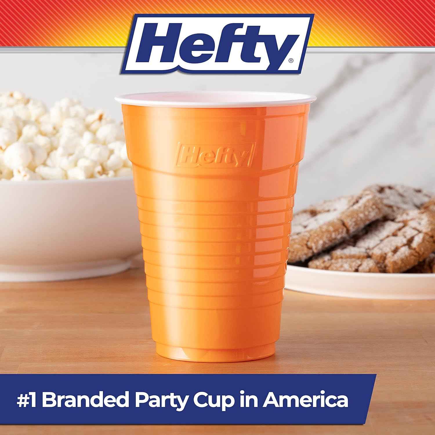 Hefty Party On Disposable Cups – Decorative Fourth of July Entertaining Serveware with Bright Patriotic Color Palette, 76 Pieces