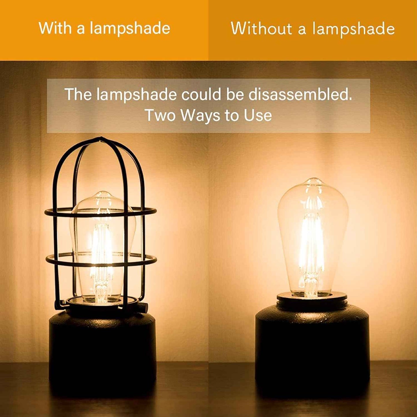 Haian Support Industrial Touch Table Lamp - Steampunk Bedside Accent Light with Wrought Iron Body, 3-Way Dimmable Bedroom Decor