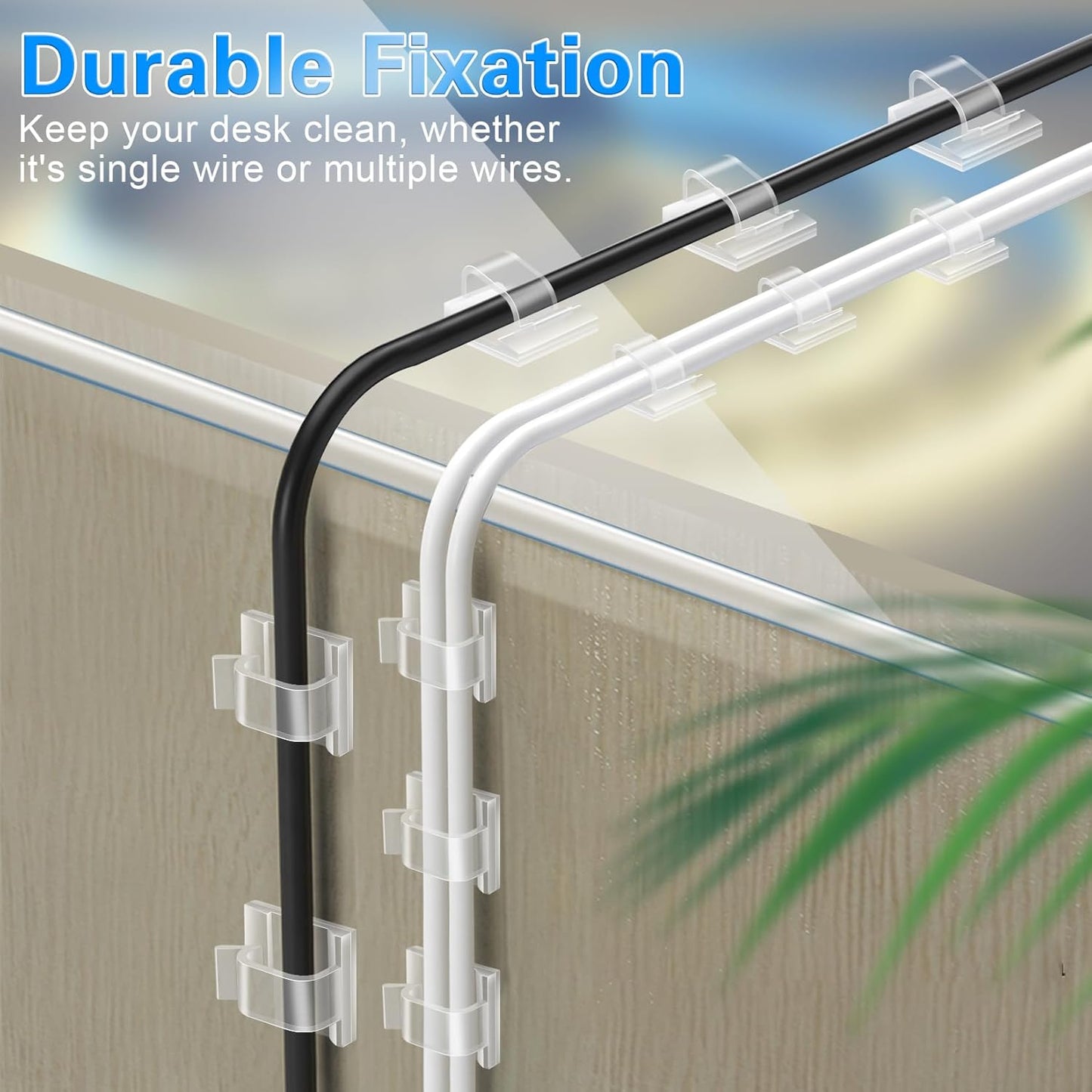 XHF No-Drill Adhesive Cable Clips for Child and Pet Safe Home, Tool-Free Cord Management Without Wall Damage