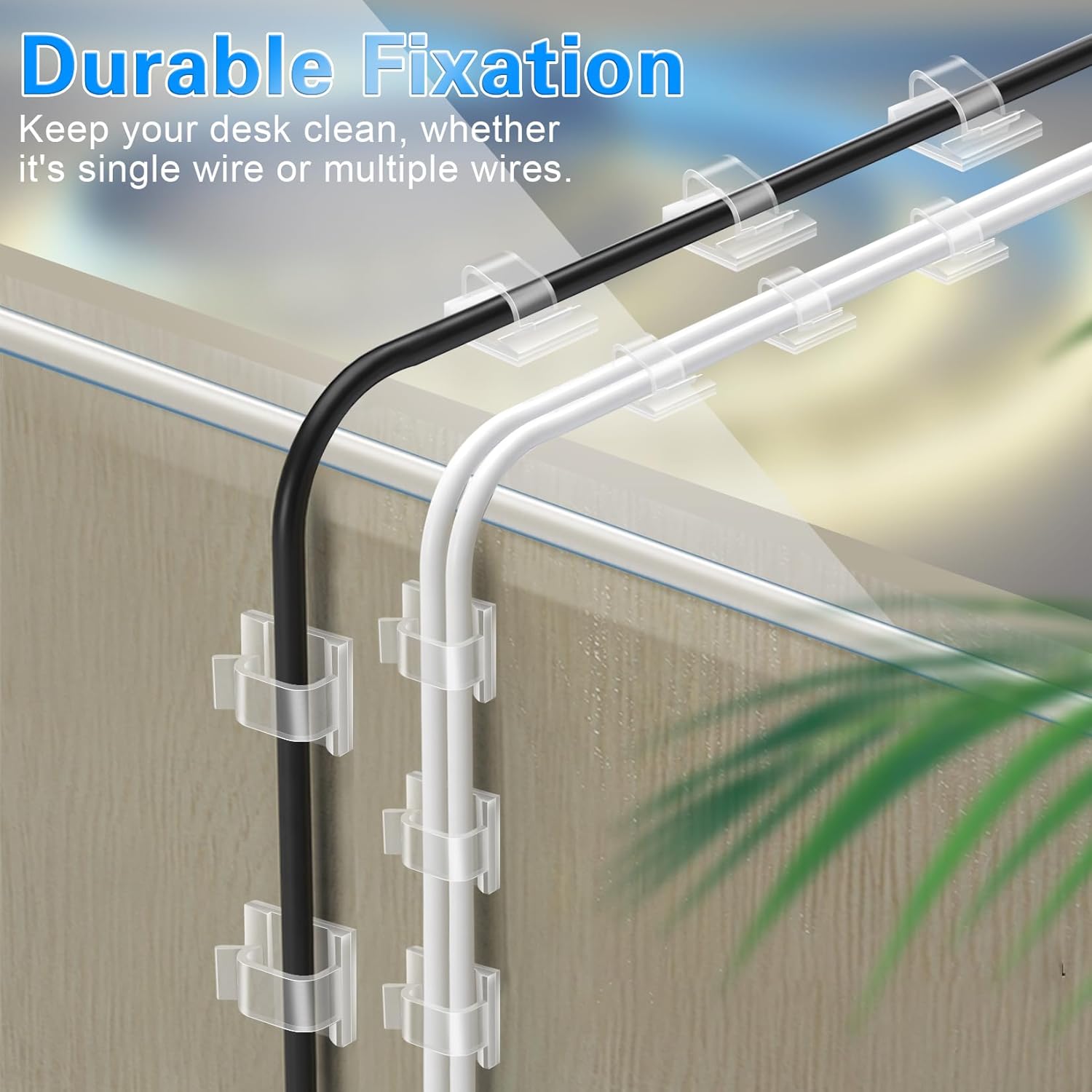 XHF No-Drill Adhesive Cable Clips for Child and Pet Safe Home, Tool-Free Cord Management Without Wall Damage