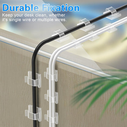XHF No-Drill Adhesive Cable Clips for Child and Pet Safe Home, Tool-Free Cord Management Without Wall Damage