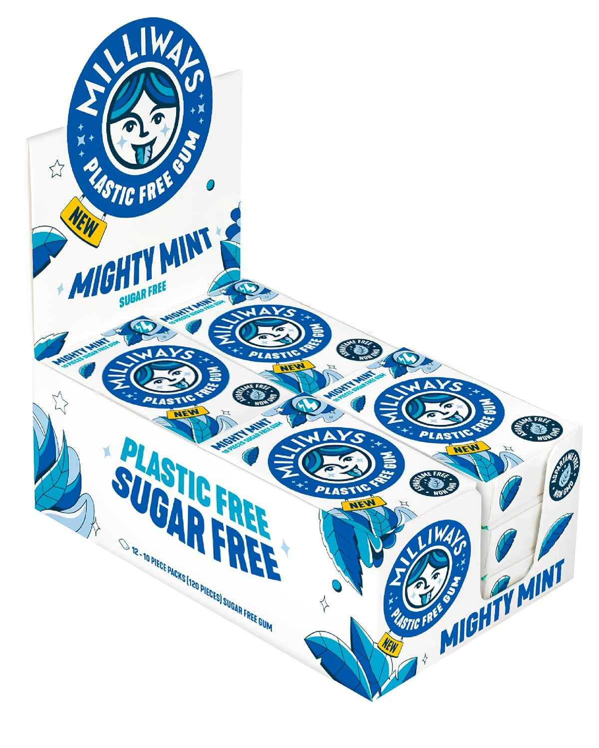 Milliways Mighty Mint | Portable Chewing Gum for Hiking and Camping, Xylitol Plastic Free 4 Pack