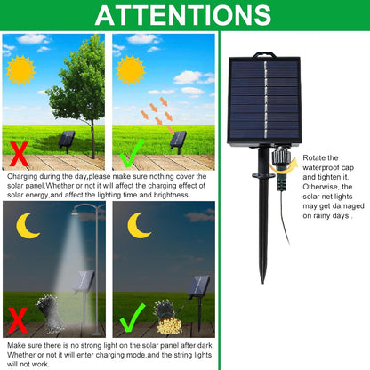 YAOZHOU Solar Christmas Net Lights – Flameless, Cool-to-Touch LED Mesh Safe for Kids, Pets & Bedrooms