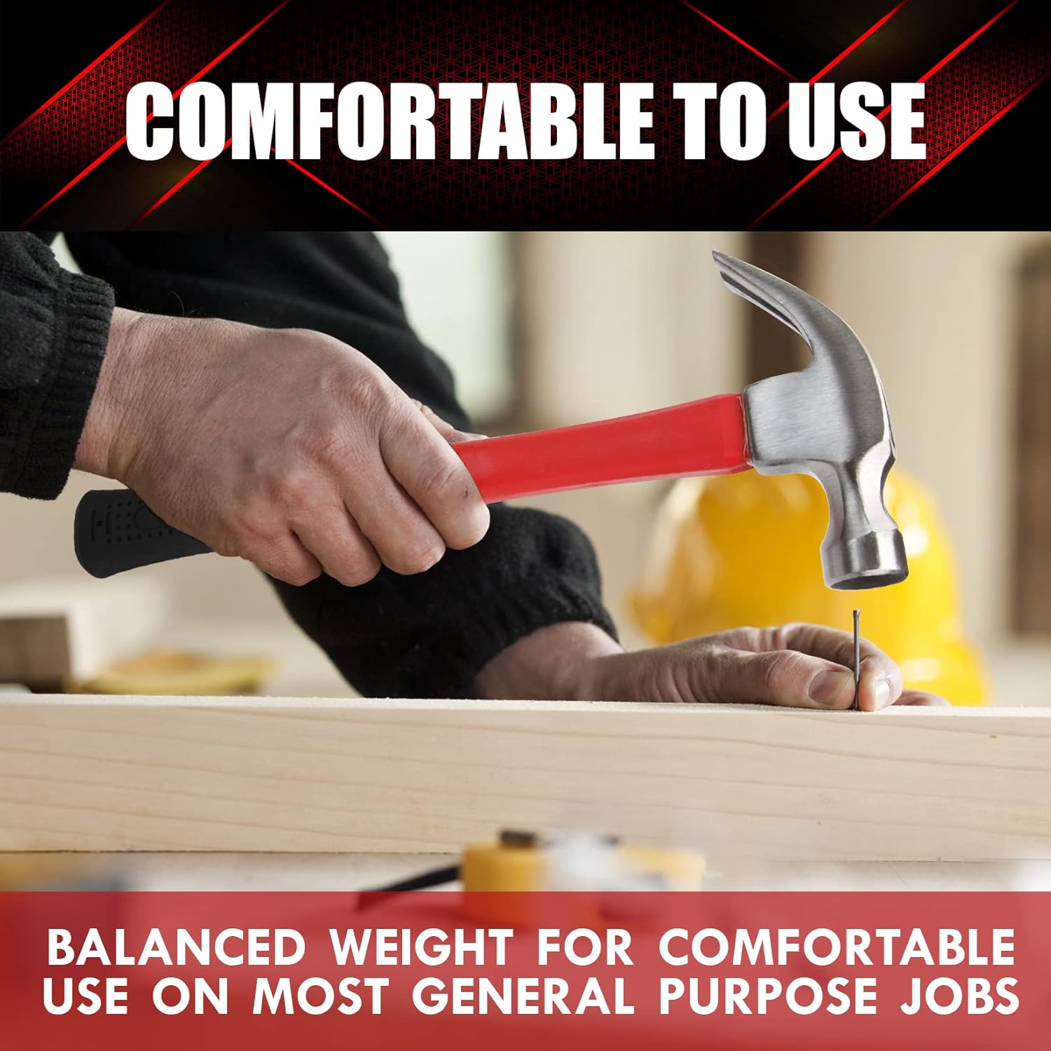 YIYITOOLS 16-oz Rip Hammer with Fiberglass Handle – Practical Gift for DIYers and Homeowners