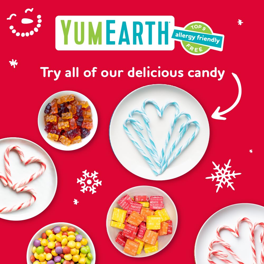 YumEarth Organic Candy Cane Lollipops - Thoughtful Housewarming Gift for Her, Allergy Friendly Holiday Candy, 30 Count Box
