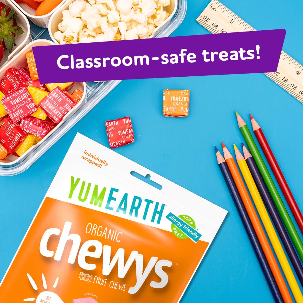 YumEarth Organic Fruit Flavored Chewys – Individually Wrapped Candy for Kids Birthday Treat Bags