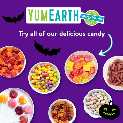 YumEarth Organic Halloween Lollipops - Safe Trick or Treat Candy for Allergy Prone Kids, Individually Wrapped, No Artificial Dyes, 8.7 oz
