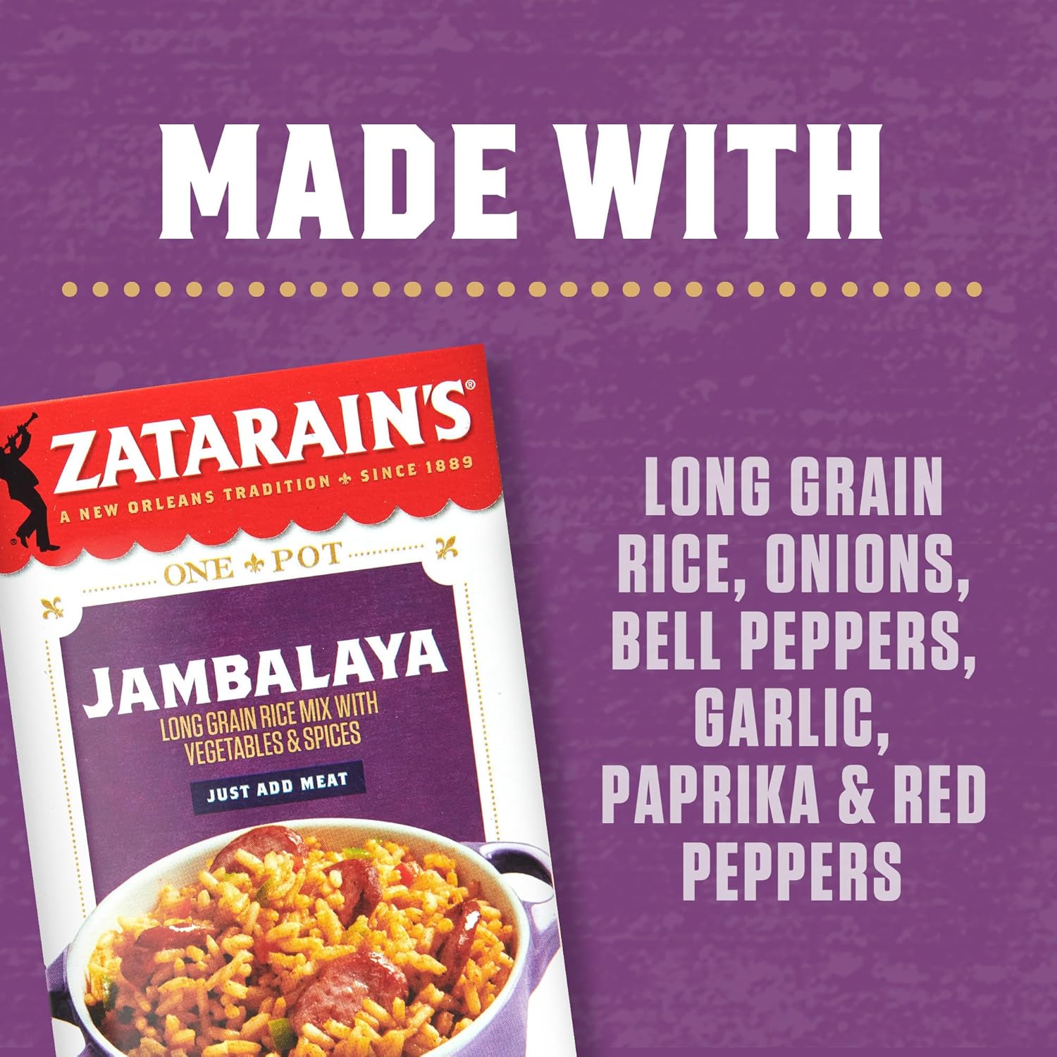 Zatarain's Jambalaya 8 oz Box – No MSG Added Creole Rice Mix for Family Wellness Dinners