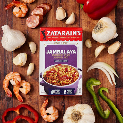 Zatarain's Jambalaya 8 oz Box – No MSG Added Creole Rice Mix for Family Wellness Dinners