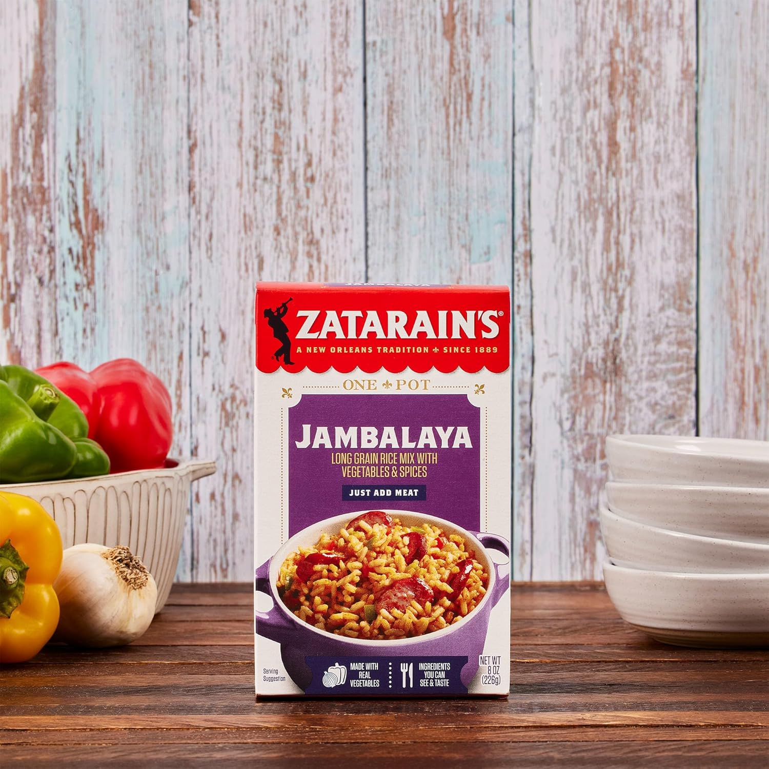 Zatarain's Jambalaya 8 oz Box – No MSG Added Creole Rice Mix for Family Wellness Dinners