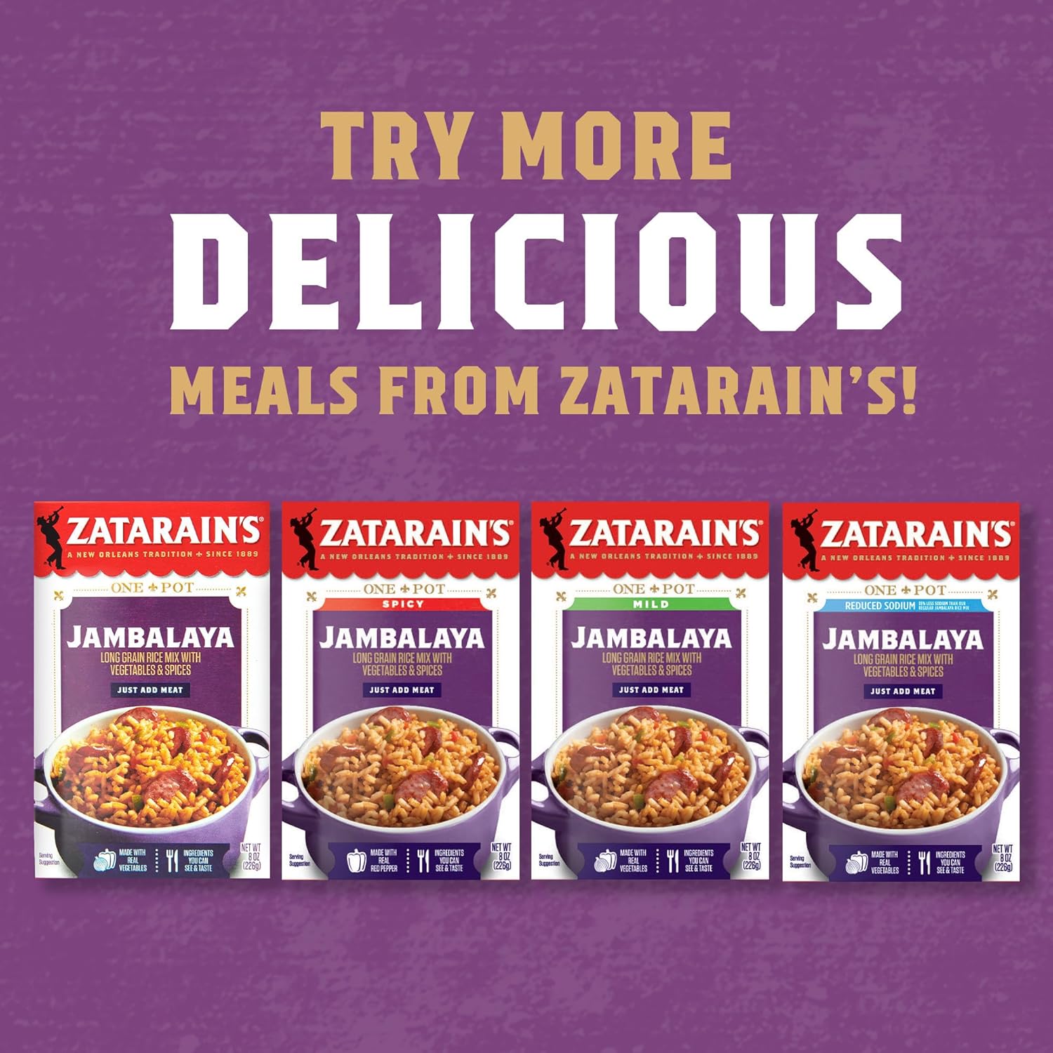 Zatarain's Jambalaya 8 oz Box – No MSG Added Creole Rice Mix for Family Wellness Dinners