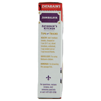 Zatarain's Jambalaya 8 oz Box – No MSG Added Creole Rice Mix for Family Wellness Dinners