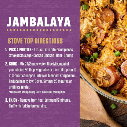 Zatarain's Jambalaya 8 oz Box – No MSG Added Creole Rice Mix for Family Wellness Dinners