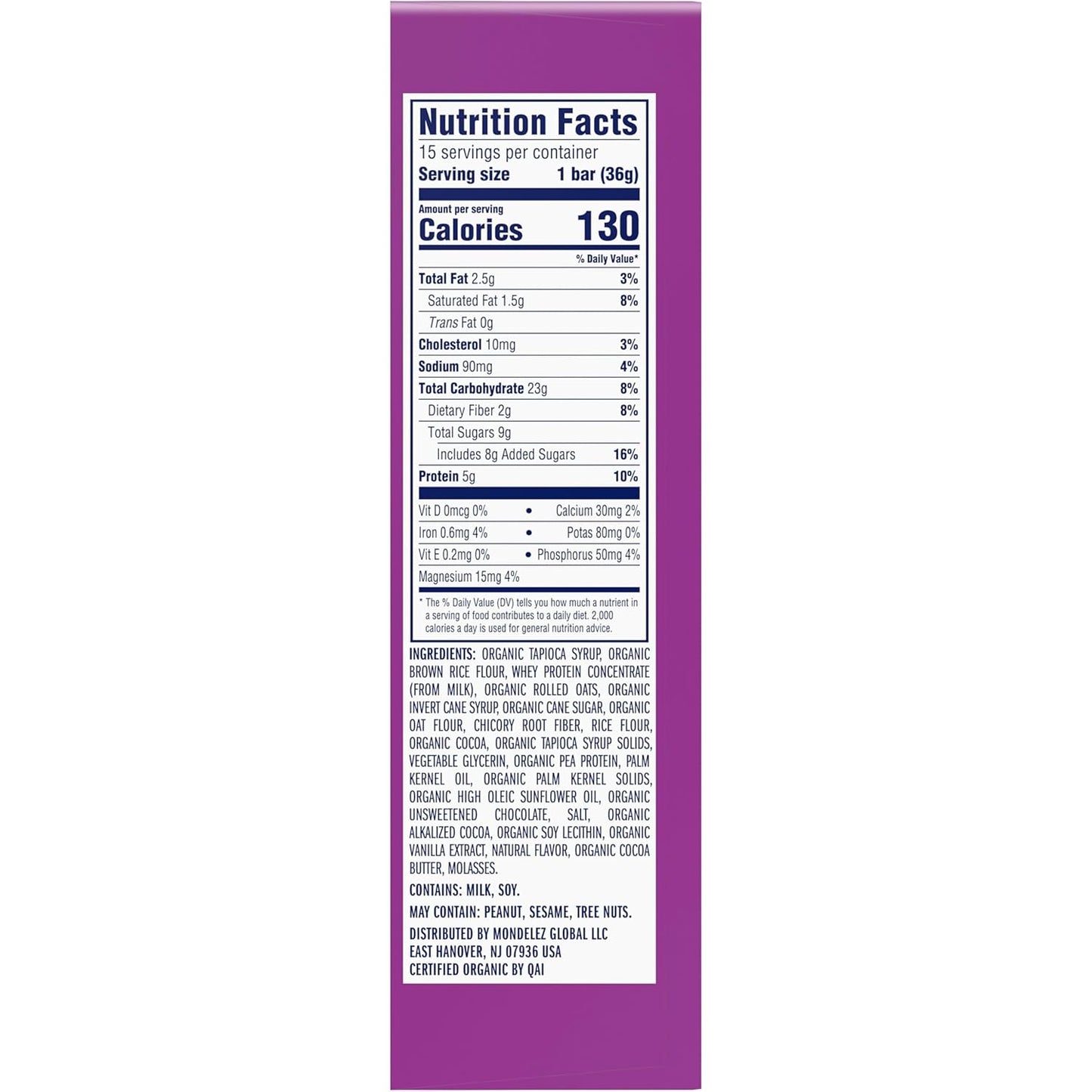 Zbar Protein Chocolate Chip Bars - Clean Label Kids Snack with Organic Oats and No Artificial Preservatives, 5g Protein (15 Pack)