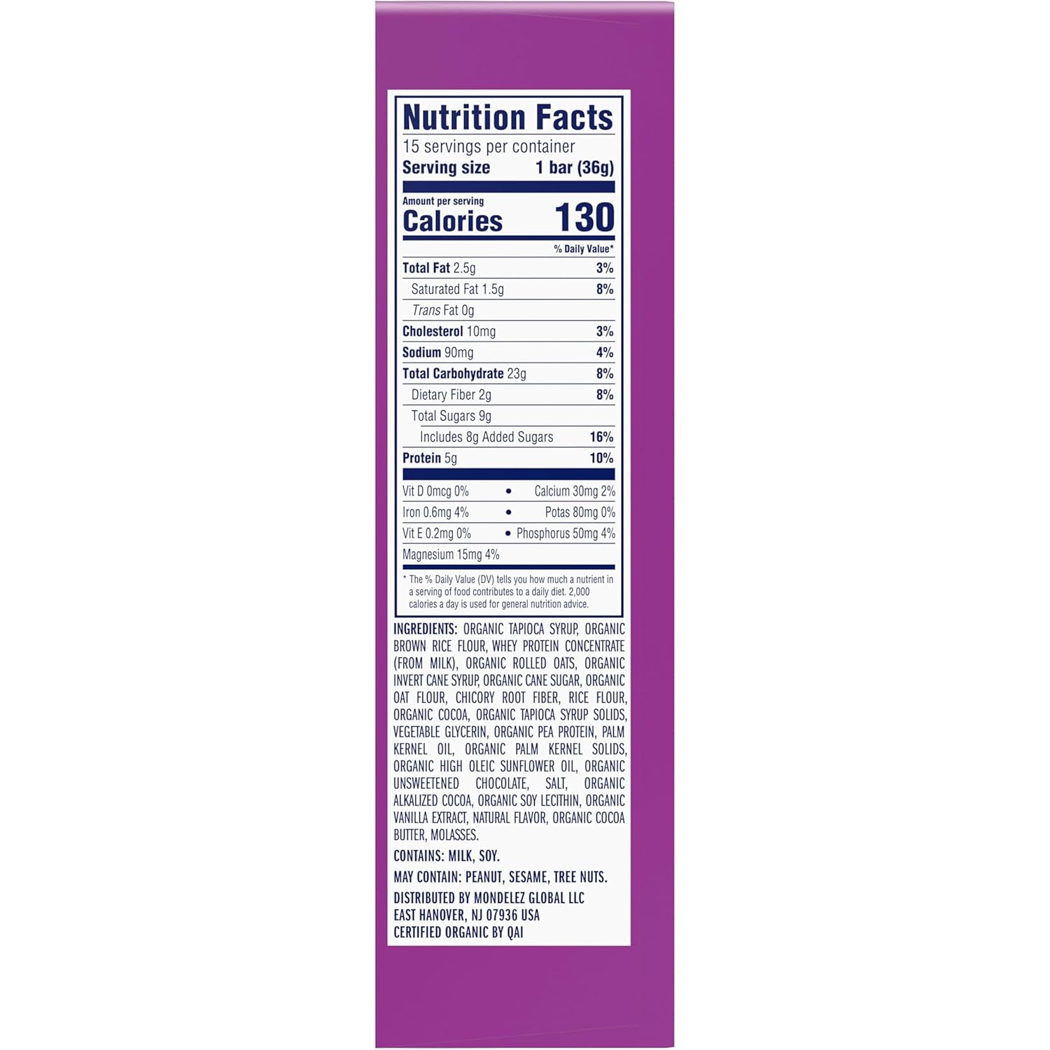 Zbar Protein Chocolate Chip Bars - Clean Label Kids Snack with Organic Oats and No Artificial Preservatives, 5g Protein (15 Pack)
