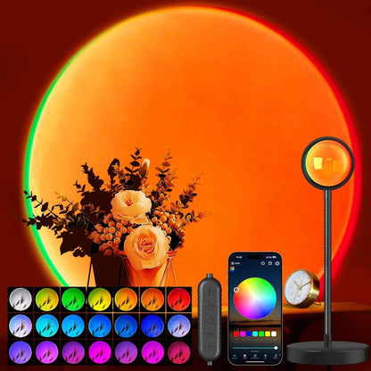 Acelisty Sunset Lamp – Home Office Focus Light, Flicker-Free Ambient Background with Wake-Up Timer