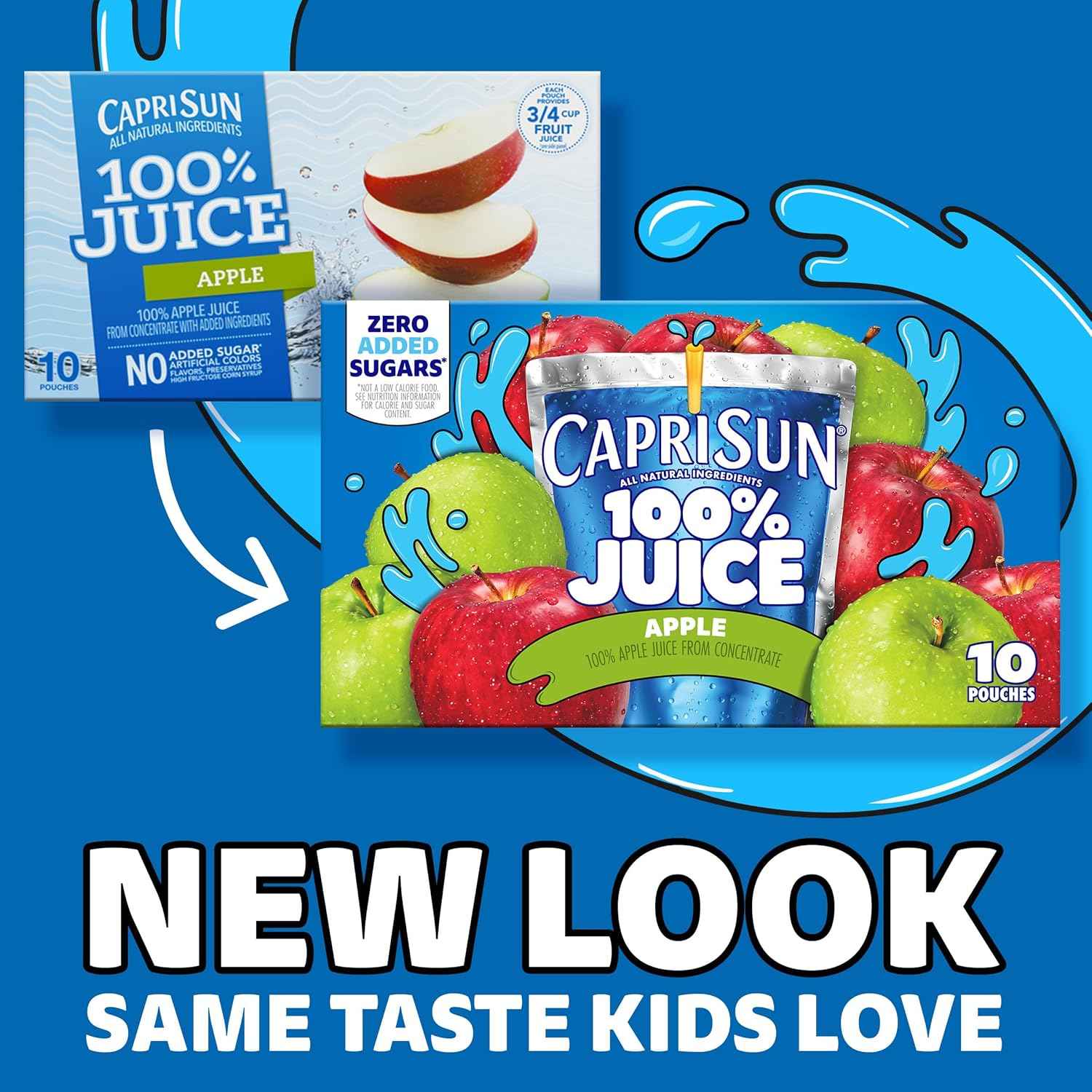 Capri Sun 100% Apple Juice Pouches – Worry-Free Individually Sealed Beverage for School Trips, 10 Boxes 6 fl oz